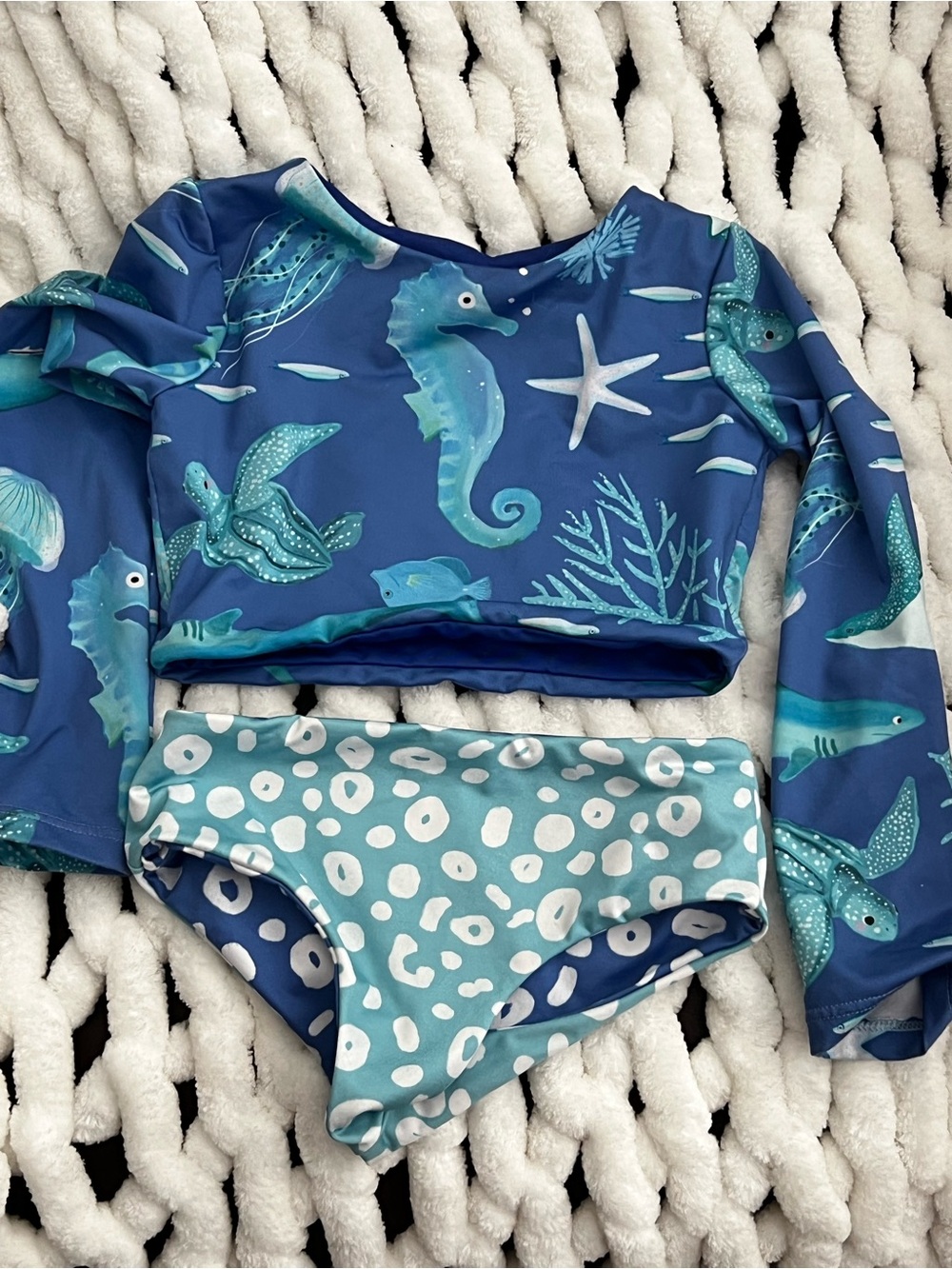 Pepita and Me Blue Sea Life Long Sleeve Bikini Set